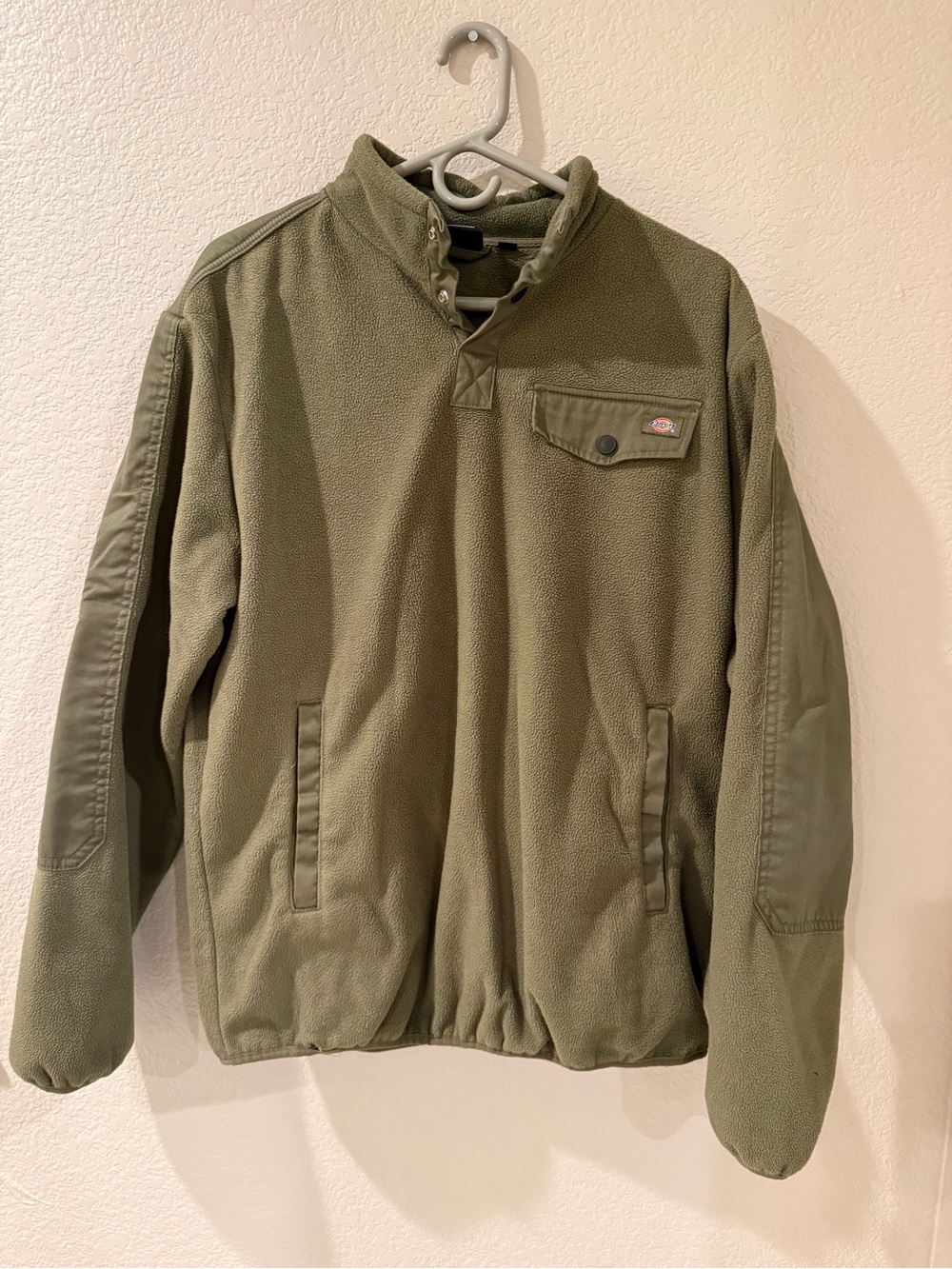 Dickies Olive Military-Style Fleece Pullover Jacket